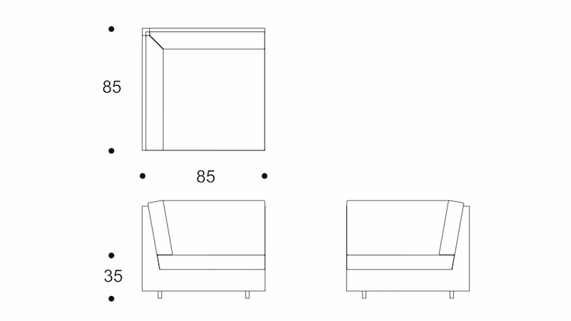 pymid corner module with back  modular sofa  drawing